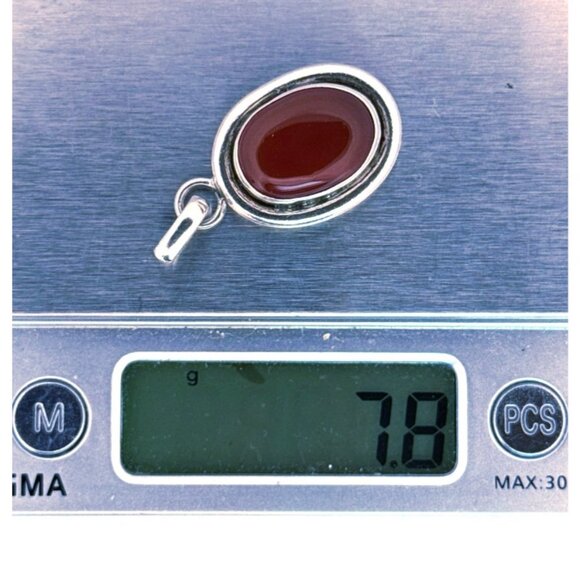 Vintage Sterling Silver 925 Carnelian Oval Pendant 7.8g 18x29mm Estate Jewelry - Picture 9 of 9